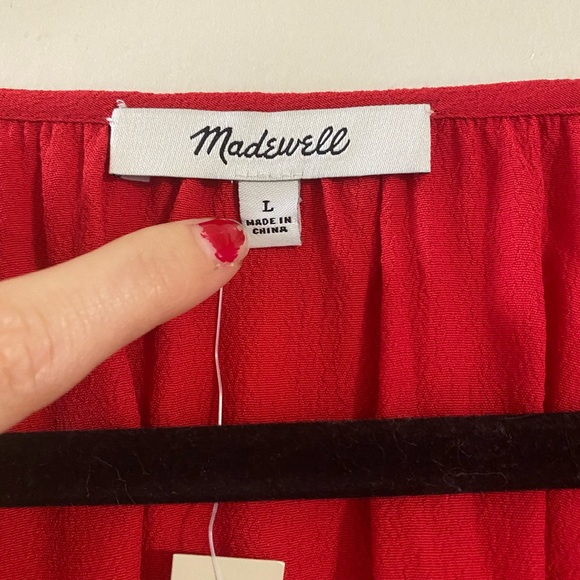 madewell red nothced ruffle blouse - Picture 5 of 6